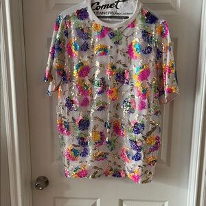 Colorful Sequin Floral Blouse
